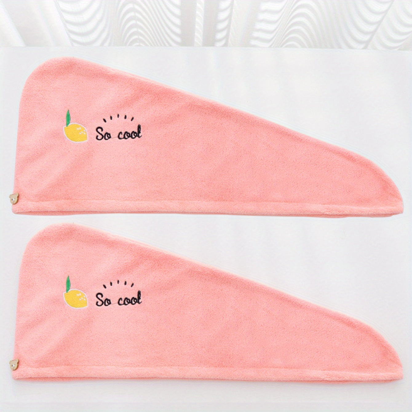 Cute Cartoon Hair Towel with Button for Quick Drying