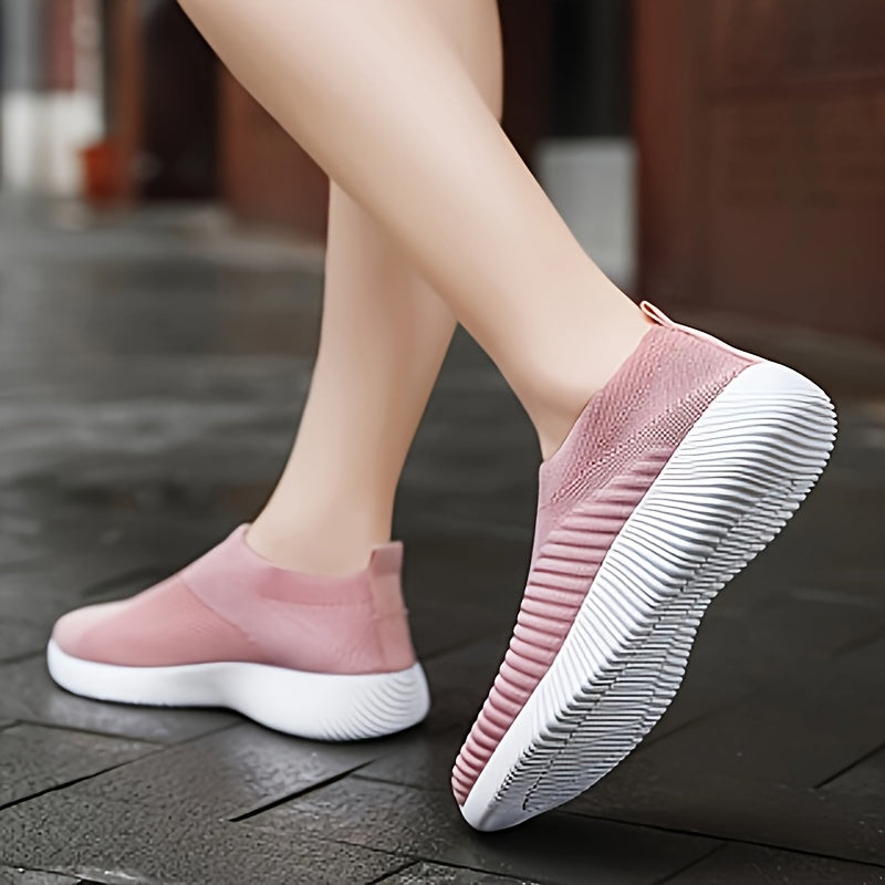 Zapatillas ligeras y transpirables para mujer, de punto negro, suela de EVA, casuales para viajar