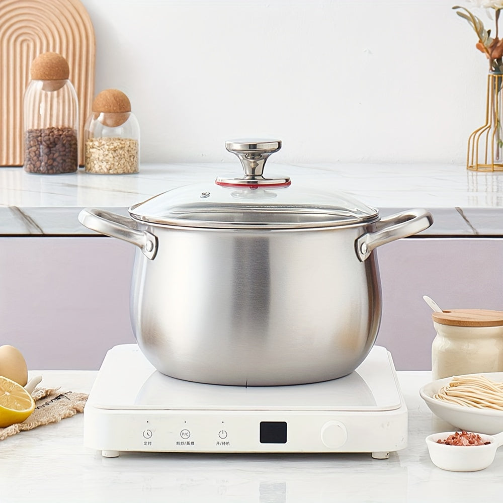 Triple Layer Steel Soup Pot with Extra Thickness for Cooking and Boiling