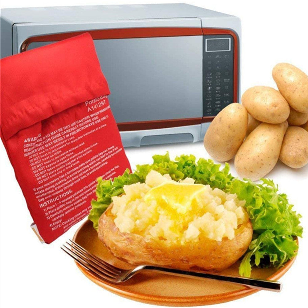 Microwave Potato Cooker Bag for Baking Potatoes Corn and Vegetables Durable Heat-Resistant Rectangular Pouch with Handle