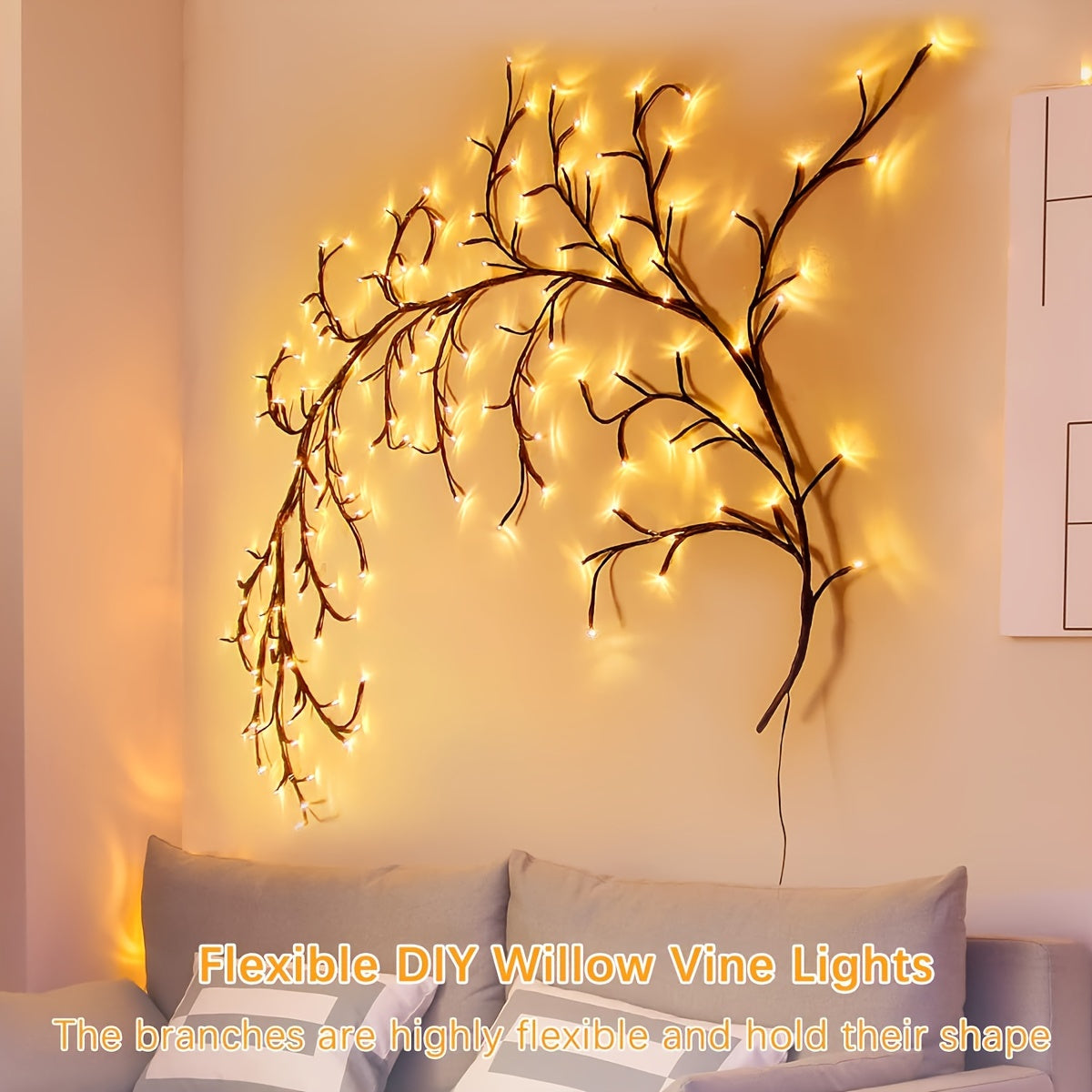 Luz de árbol de abedul blanco con 96 LEDs 8 modos para decoración del hogar, fiesta, regalo