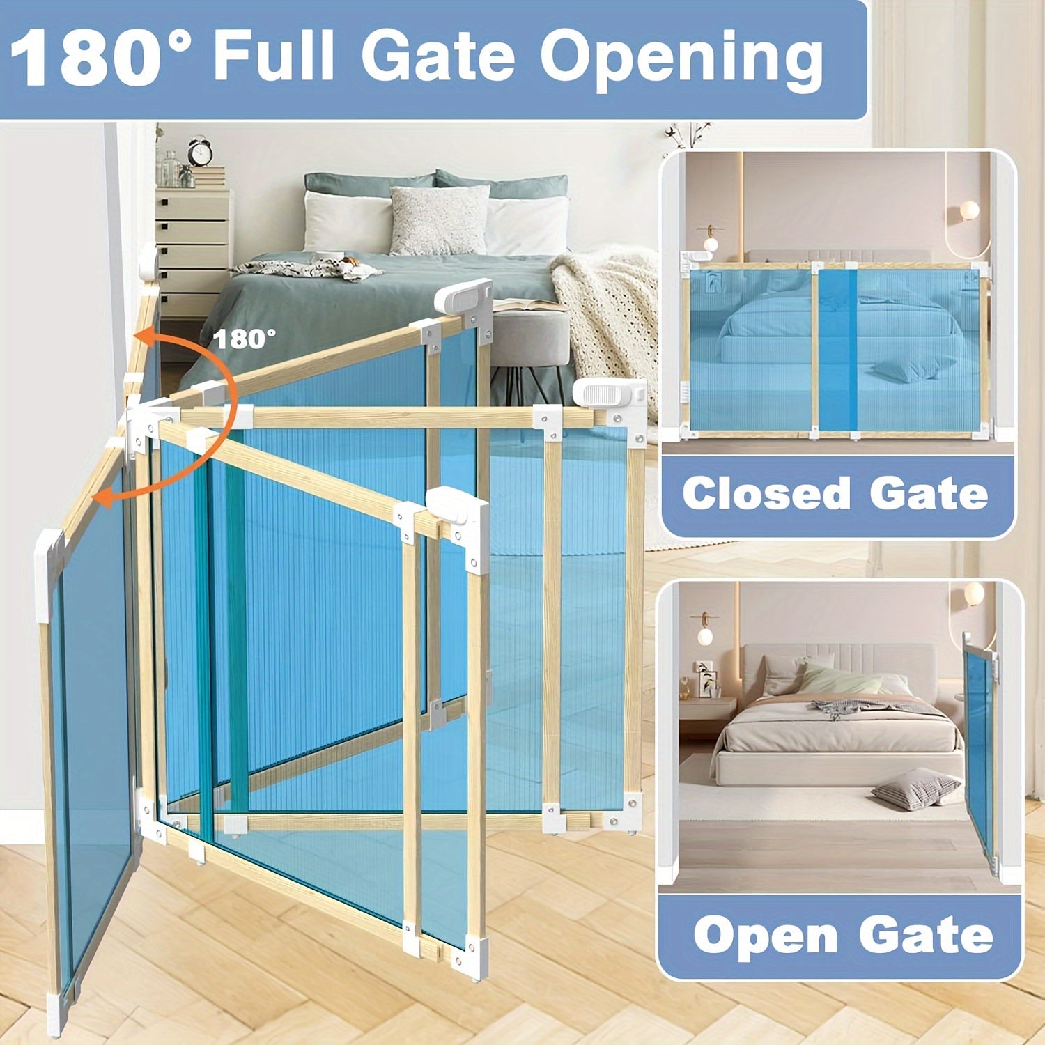Expandable Baby Gate for Stairs Doorways Hallways No Assembly Plastic Hinge