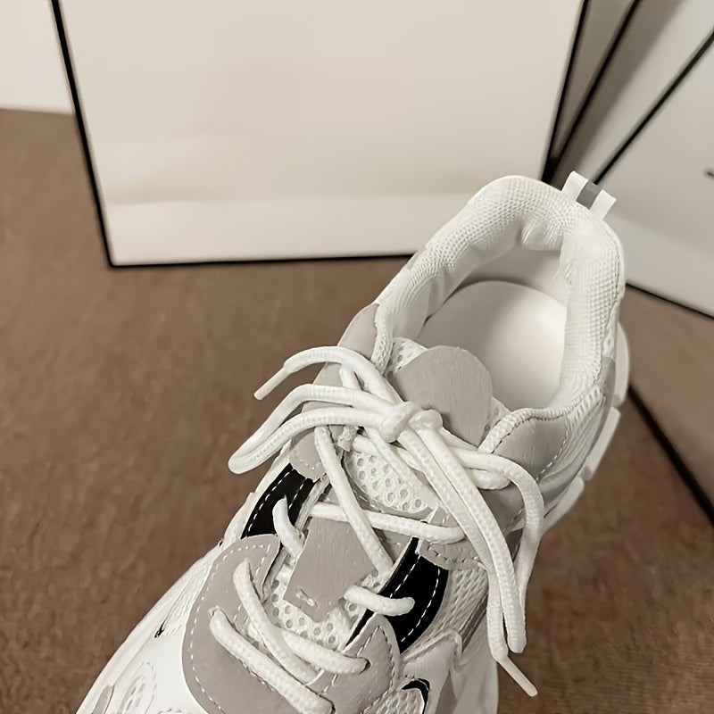 Zapatillas de malla transpirable para mujer, blancas, de caña baja, para caminar