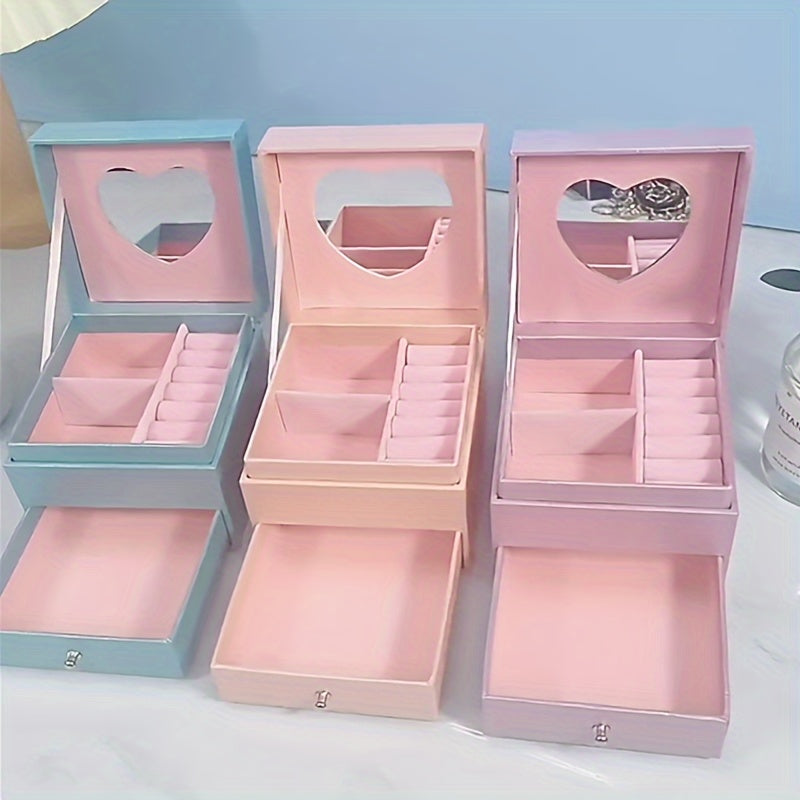 Jewelry Storage Box for Women with Drawer for Rings Earrings and Necklaces