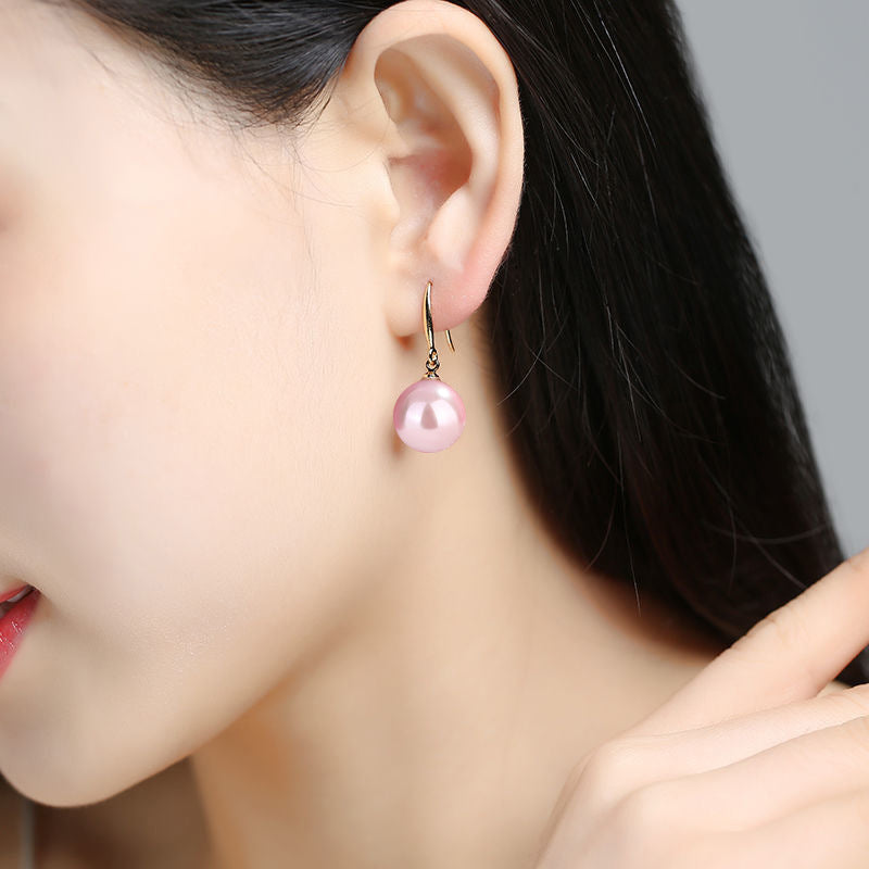 Ayollar uchun sovg'a zargarlik buyumlari, 12mm yashil marjon bilan Sterling kumush sirg'alar