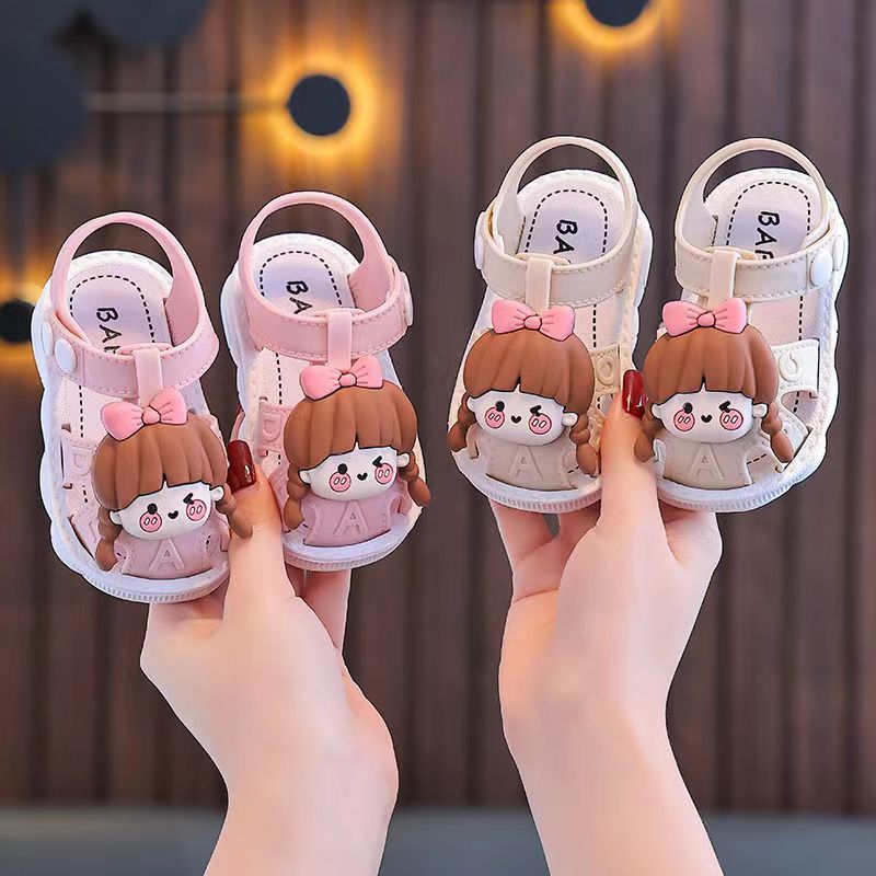 Girls Summer 2024 Cartoon Princess Sandals Toddler Infants PVC Low Top Buckle Closure