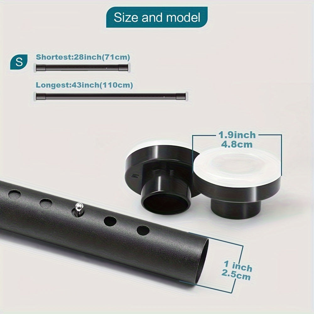 Adjustable Bathroom Partition Spring Rod Black White Brown No Drill Room Divider Shower Curtain