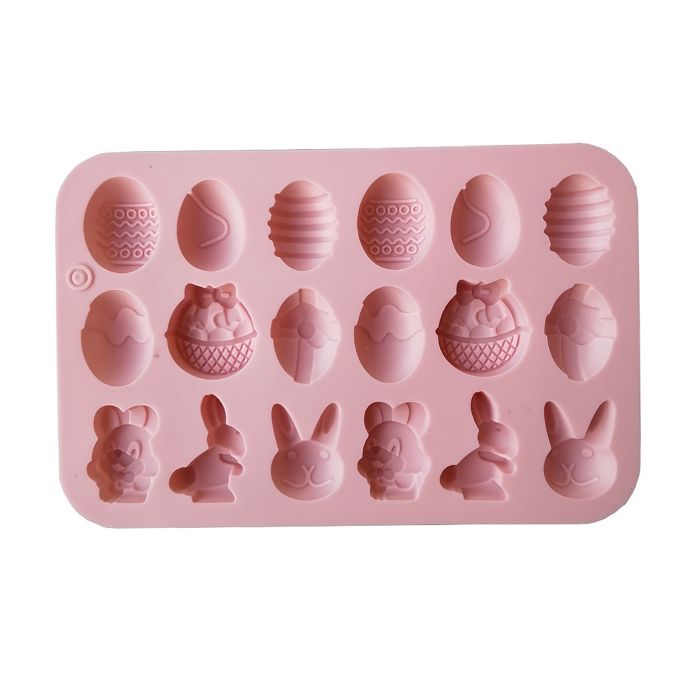 Silicone Easter Egg and Rabbit Candy Mold 18 Cavities for Handmade Cakes