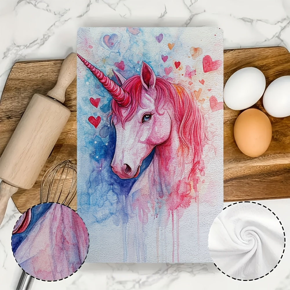 Valentin kuni unicorn oshxona sochiqlari to'plami, ultra yumshoq, singdiruvchi, 16x24 dyuym