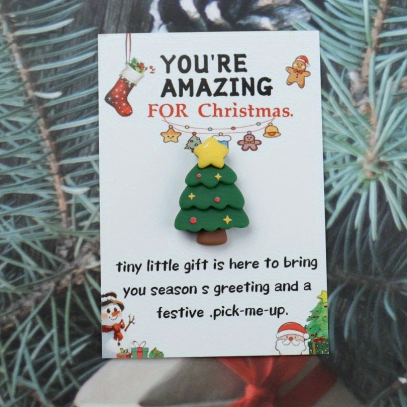 Set of 10 Christmas Greeting Cards with Resin Charms, Festive Santa, Reindeer, Snowman Designs