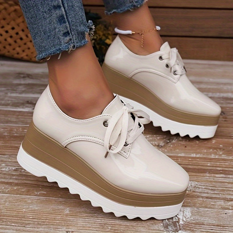Women’s Casual Platform Sneakers with Non-Slip Rubber Sole in Solid Colors