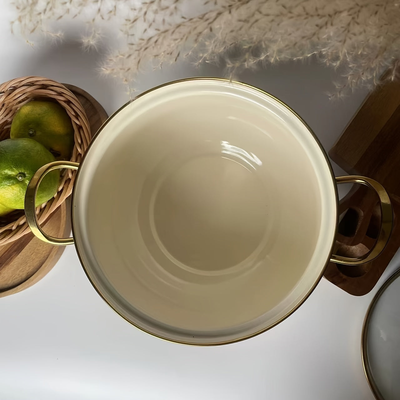 Olla de sopa y guiso de esmalte vintage, utensilios de cocina duraderos para cocinas de inducción y gas