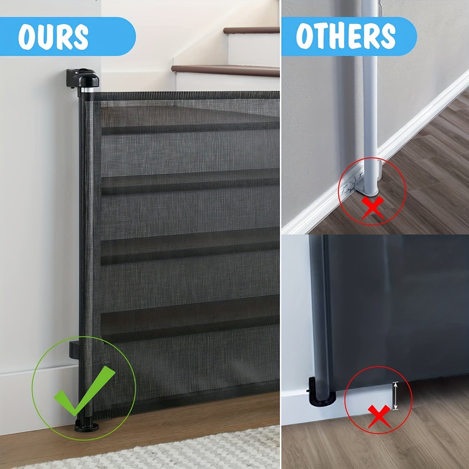 Retractable Baby Gate for Stairs and Doorways Mesh Safety Gate 83.82cm Tall