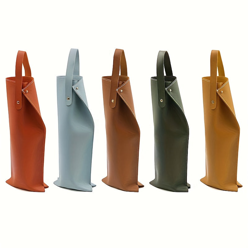 Leather Wine Carrier for Single Bottle with Snap Closure Portable and Stylish Gift