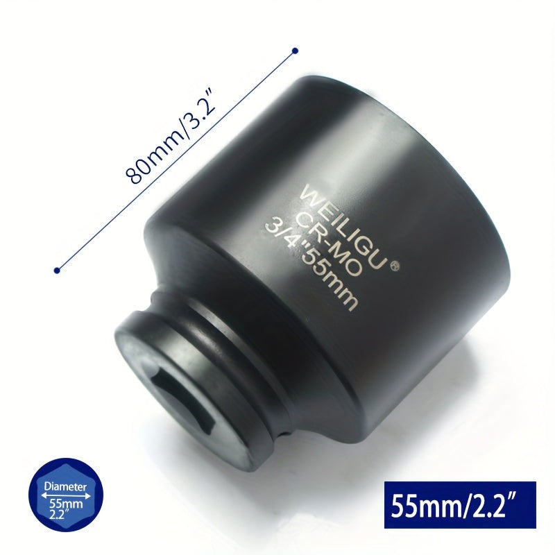 Тяжелая пневматическая головка-ключ 3/4 дюйма, средняя длина, хром-ванадий