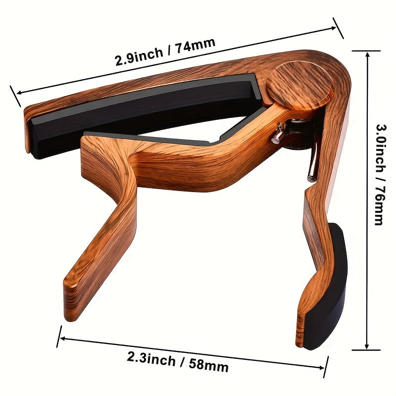 Rosewood Guitar Capo with Pick Holder for Acoustic Electric Instruments Black Brown