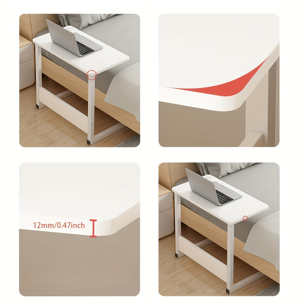 White Wooden Laptop Desk Stand, Compact and Durable Table for Home Office