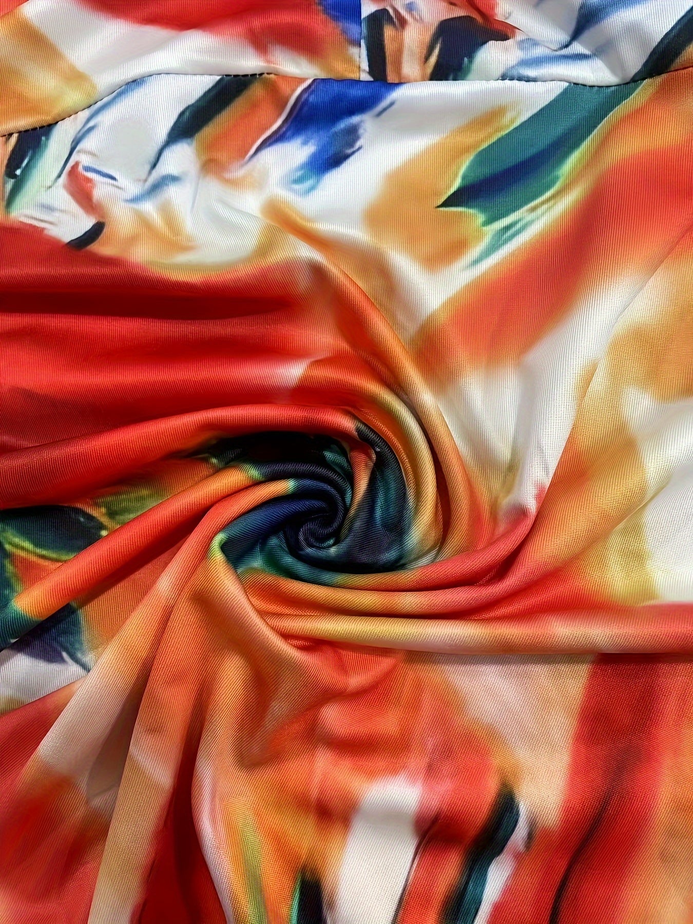 Plus Size Women's Abstract Print Jumpsuit with Adjustable Waist for Summer and Beach