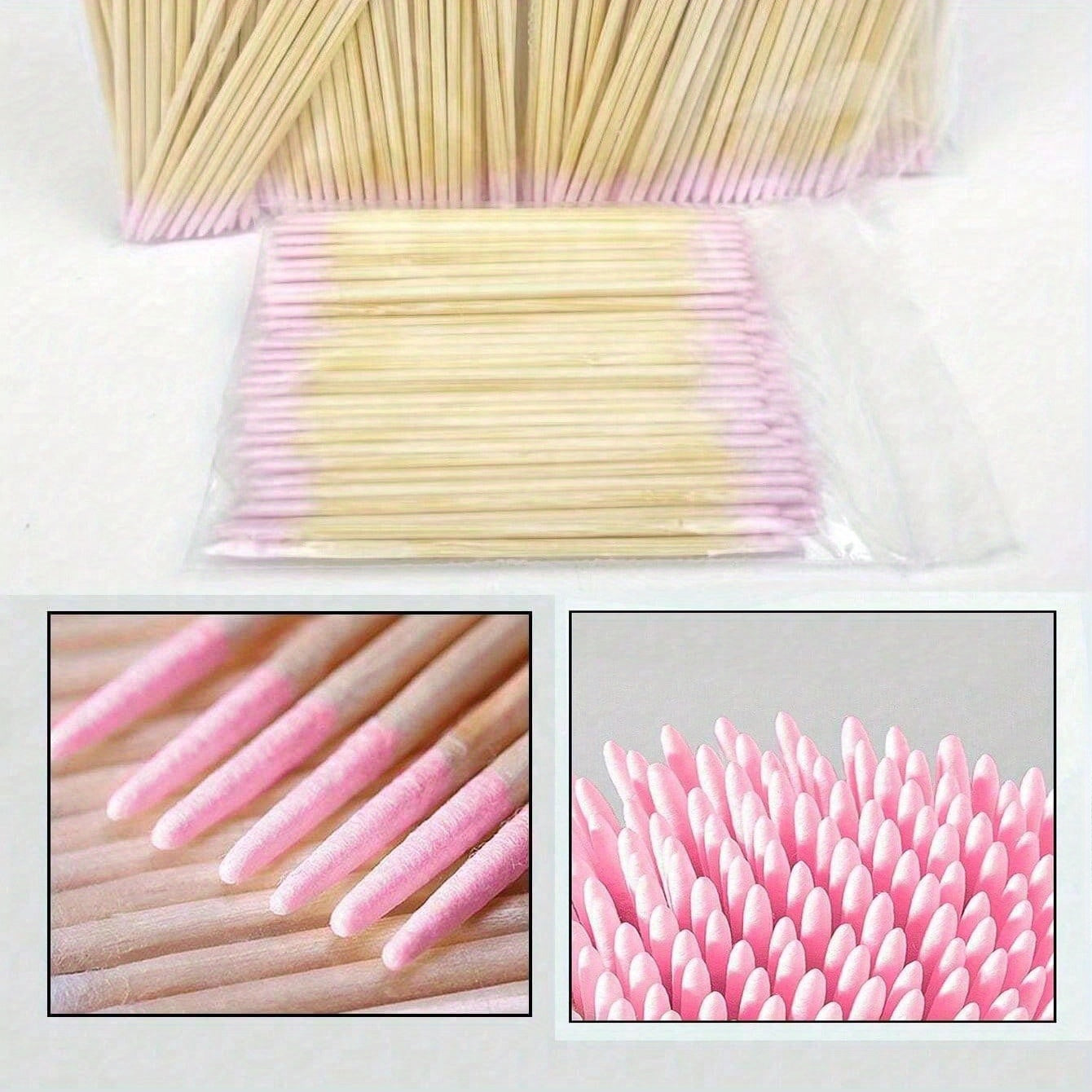 100Pcs Wooden Double-Ended Swabs for Eyebrow and Nail Makeup, Small Tips