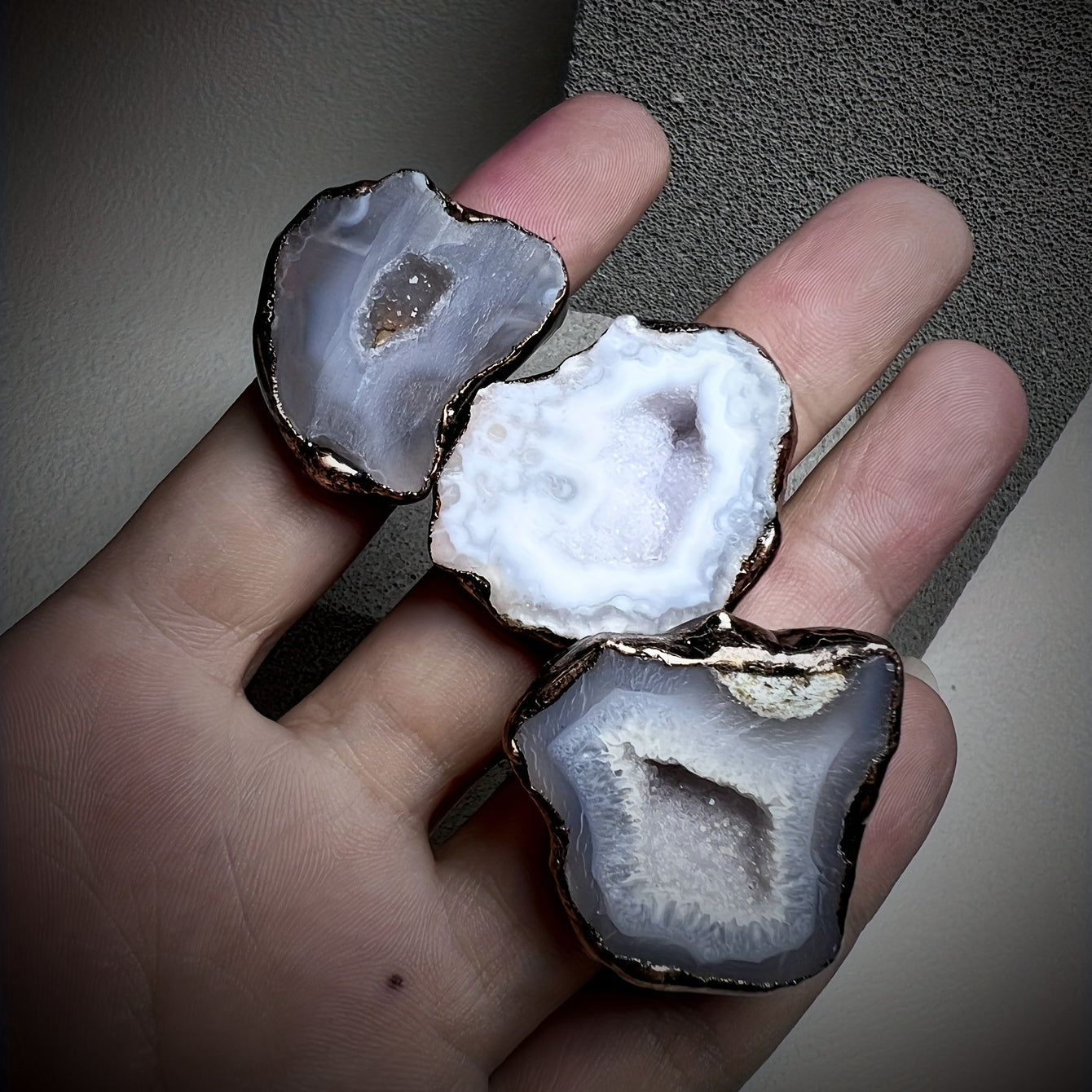 Unisex Adjustable Ring with Natural Gemstone and Irregular Design