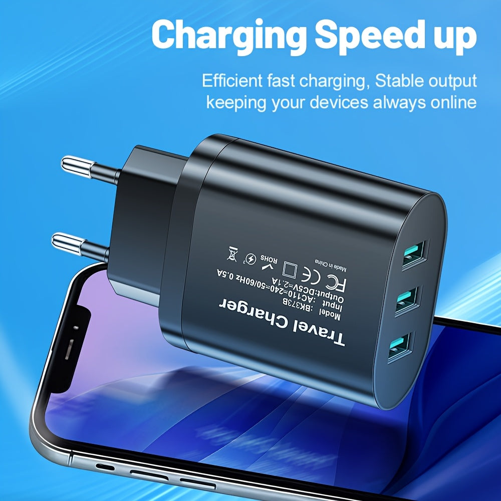 3-портовое USB-зарядное устройство для быстрой зарядки, дорожный адаптер, белый и черный