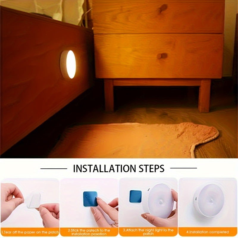 Rechargeable Magnetic LED Motion Sensor Night Light for Bedroom Wardrobe Cabinet White