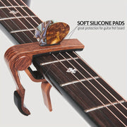 Rosewood Guitar Capo with Pick Holder for Acoustic Electric Instruments Black Brown