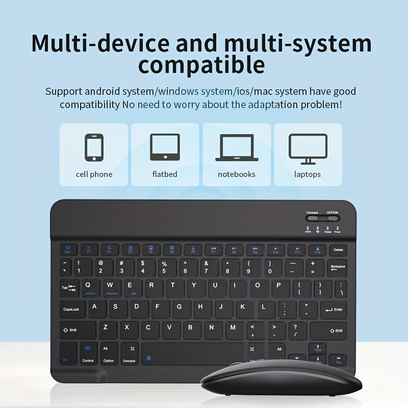 Wireless Ultra-Thin Keyboard and Mouse Set for iPad Tablet and Laptop