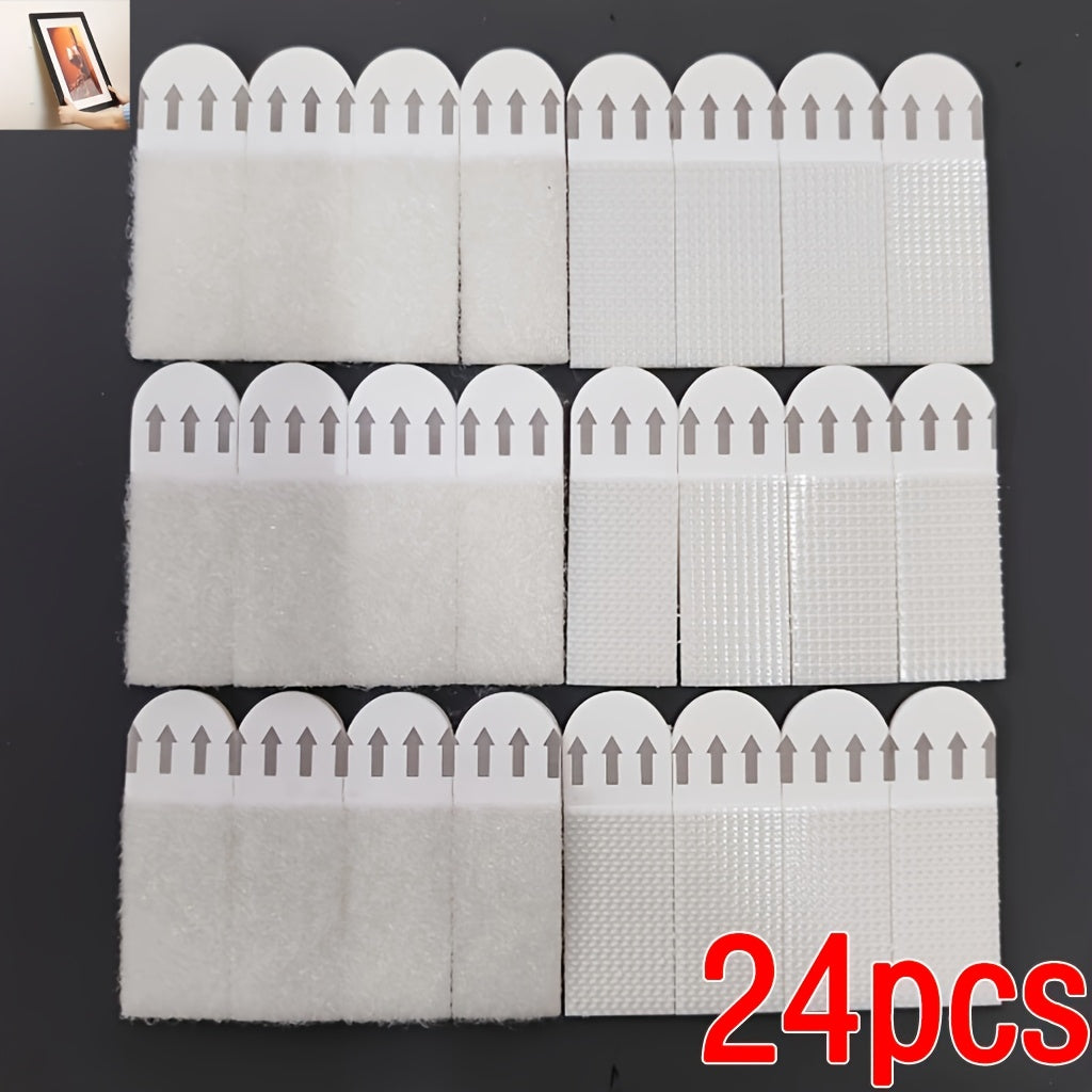 12 Pairs No-Drill Picture Hanging Strips Double-Sided Removable Wall Hooks Damage-Free
