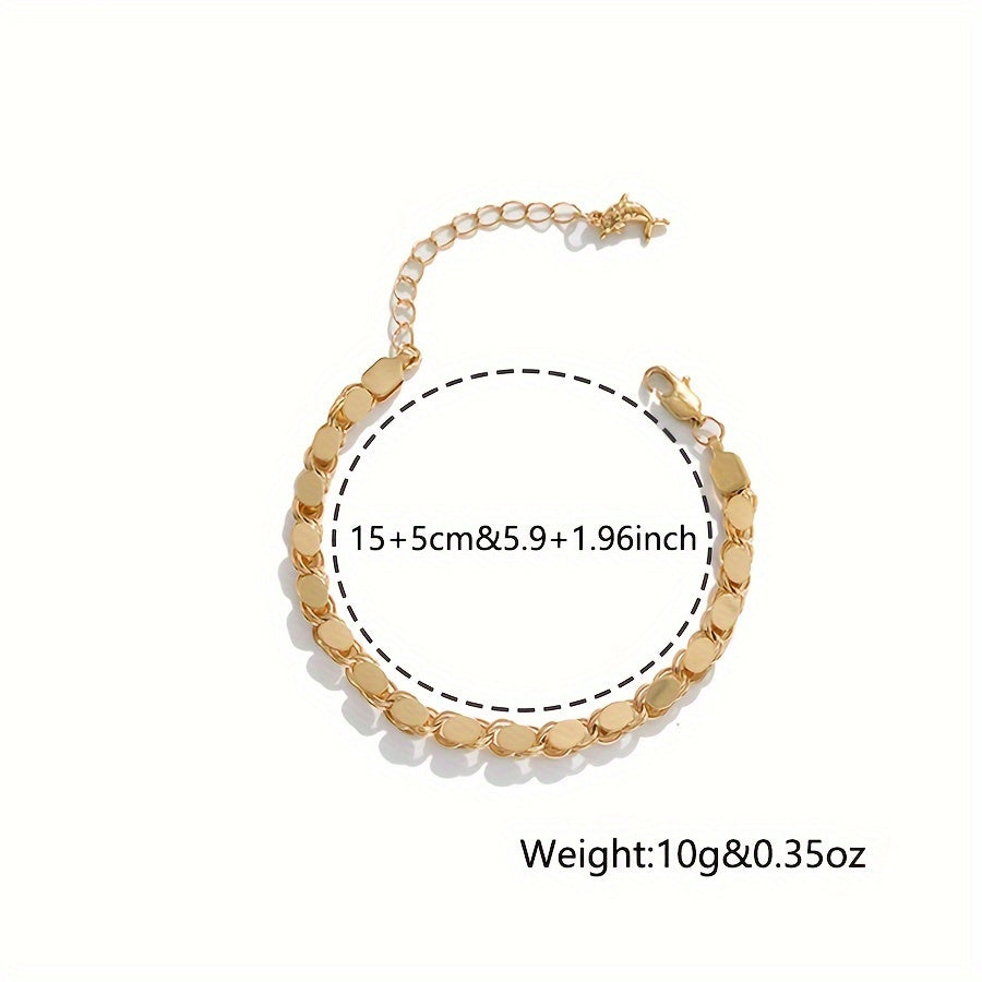 Ручная работа: цепочка-браслет с настоящим золотым покрытием, элегантный медный сплав, простой стиль для женщин, идеально подходит для повседневной носки и отпусков - универсальный аксессуар для любого сезона