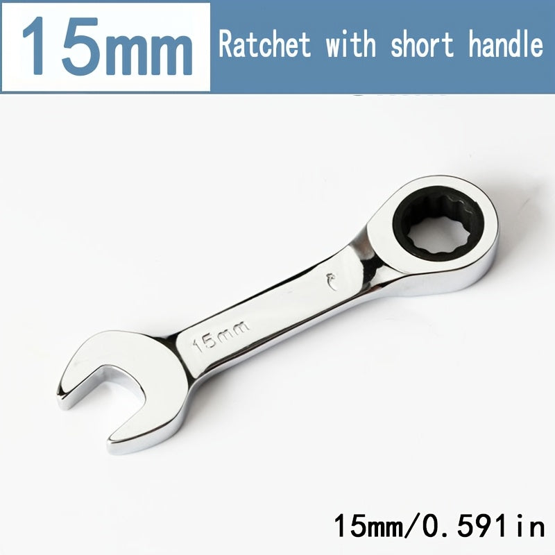 Mini Two-Way Ratchet Wrench, 72 Tooth, Metal Open-End, Durable Rust-Proof