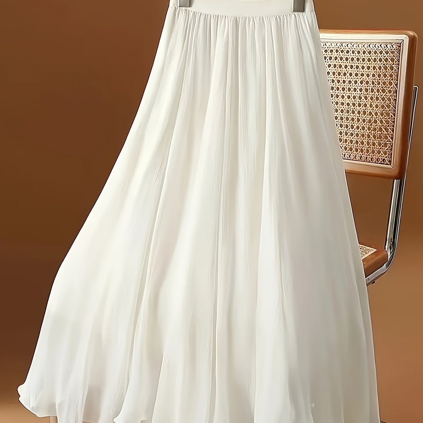 Women's A-Line Mesh Skirt with Elastic Waistband for Spring and Summer Casual Wear