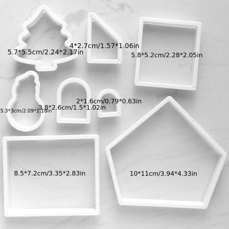 Juego de cortadores de plástico para galletas para herramientas y moldes de horneado de casas de jengibre de Navidad en 3D