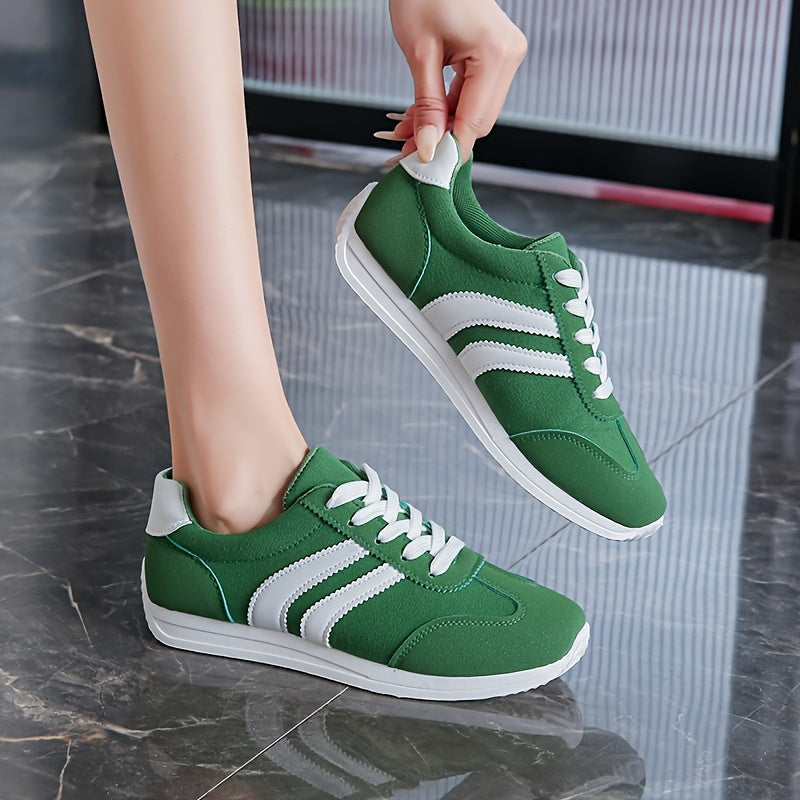 Zapatillas de lona verdes para mujer cómodas, ligeras y antideslizantes, calzado casual