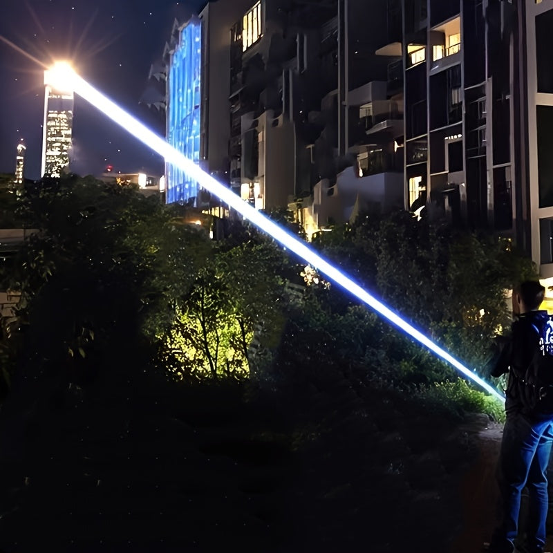 Qayta zaryadlanadigan LED proyektor, raqamli ko'rsatkich, ultra yuqori nurlar, tez Type-C zaryadlash, portativ ochiq havoda favqulodda yorug'lik, uzoq nurlar, USB zaryadlash, litiy batareya, plastik soyabon, lazer yo'q