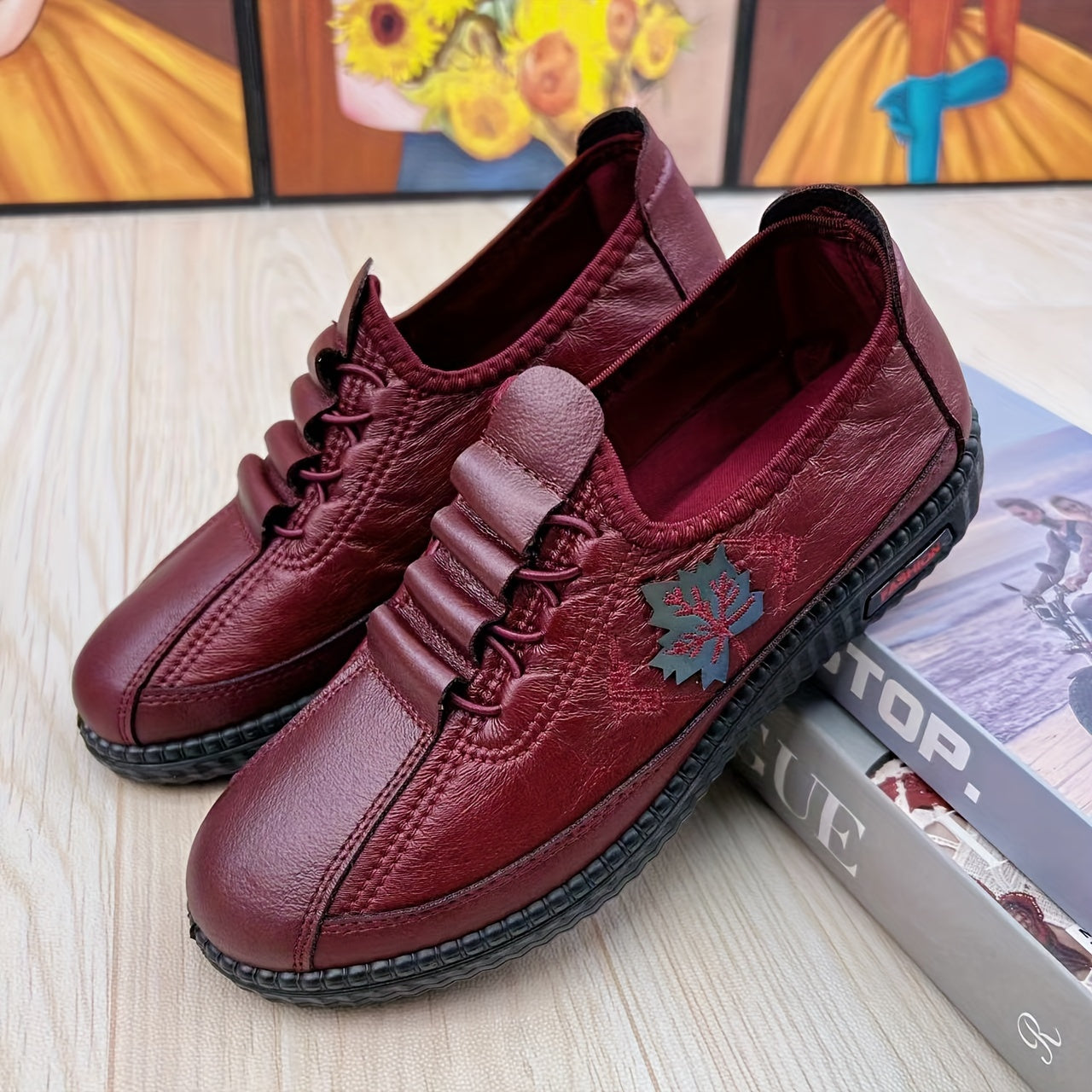 Women's Casual Slip-On Embroidered Flower Shoes with Soft Sole