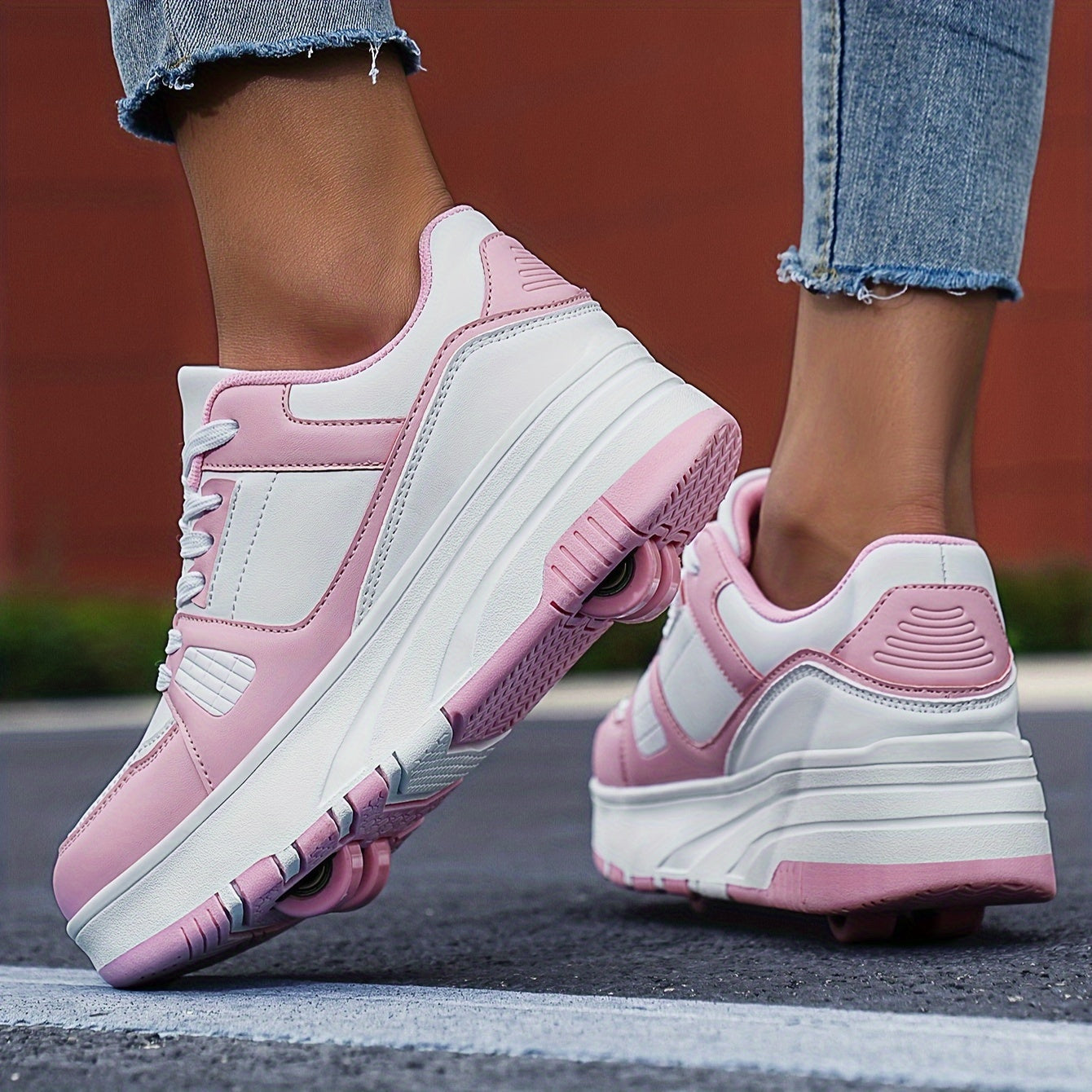 Kids Roller Skates for Girls and Boys All-Season Low Top PU Fabric Sole Sports