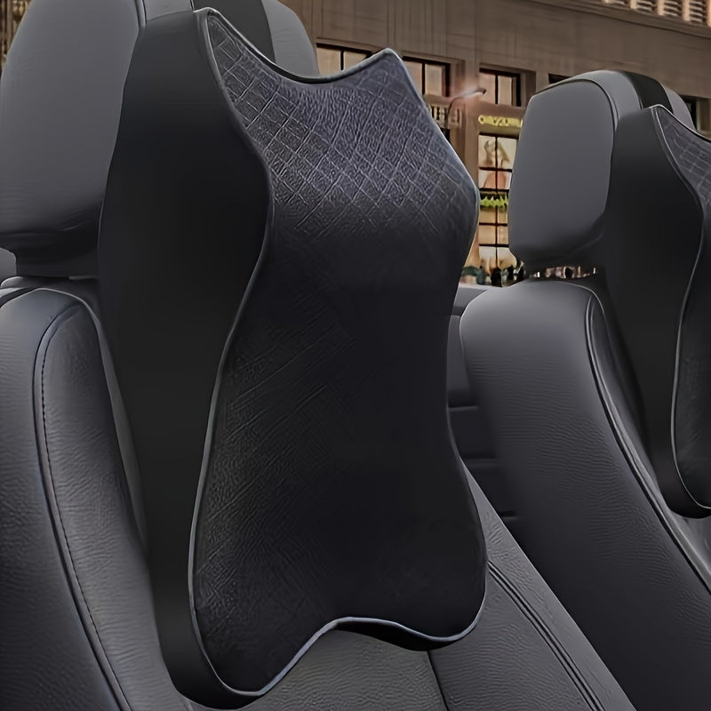 Black Patterned Car Headrest Pillow Ergonomic Memory Foam Cushion