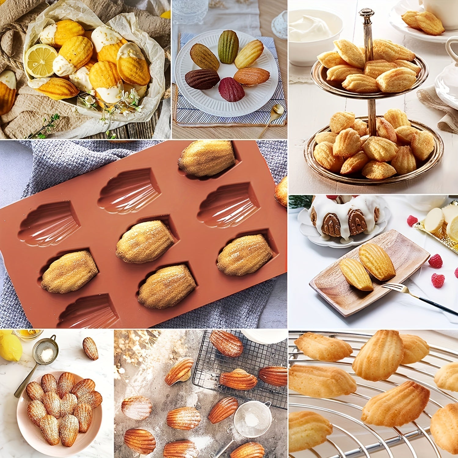 Silicone Madeleine Pan Set of 2 Nonstick Cookie Mold 9 Cavities Baking Supplies