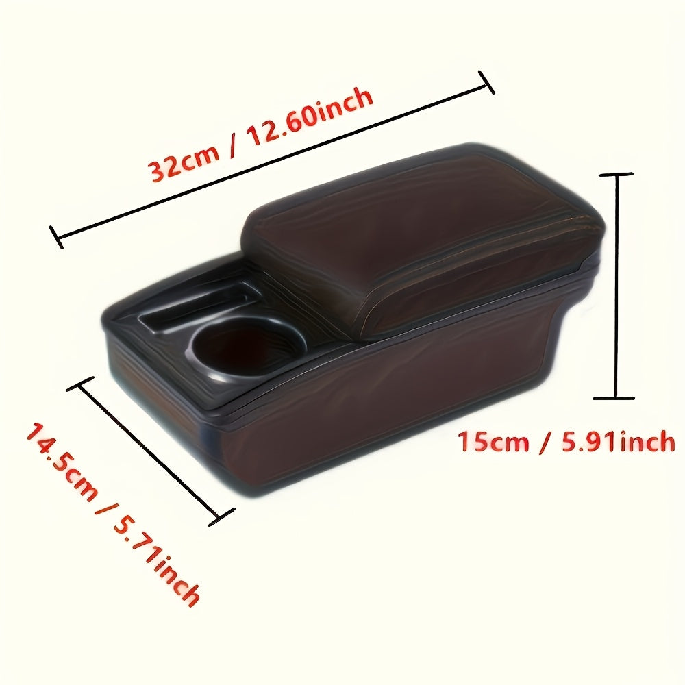 Car Interior Armrest Storage Box ABS Black with Cup Holder Phone Slot