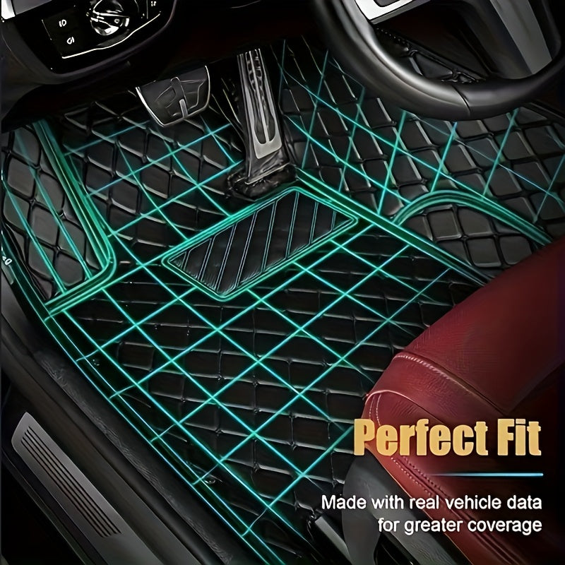 Car Floor Mat Set Faux Leather All-Weather Protect for SUV Passenger