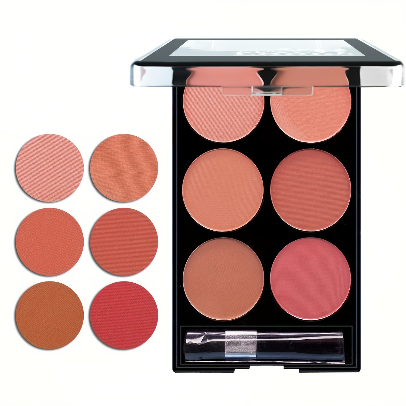 Paleta de rubores mate para mujer, 6 tonos, a prueba de agua, de larga duración, tonos rosados