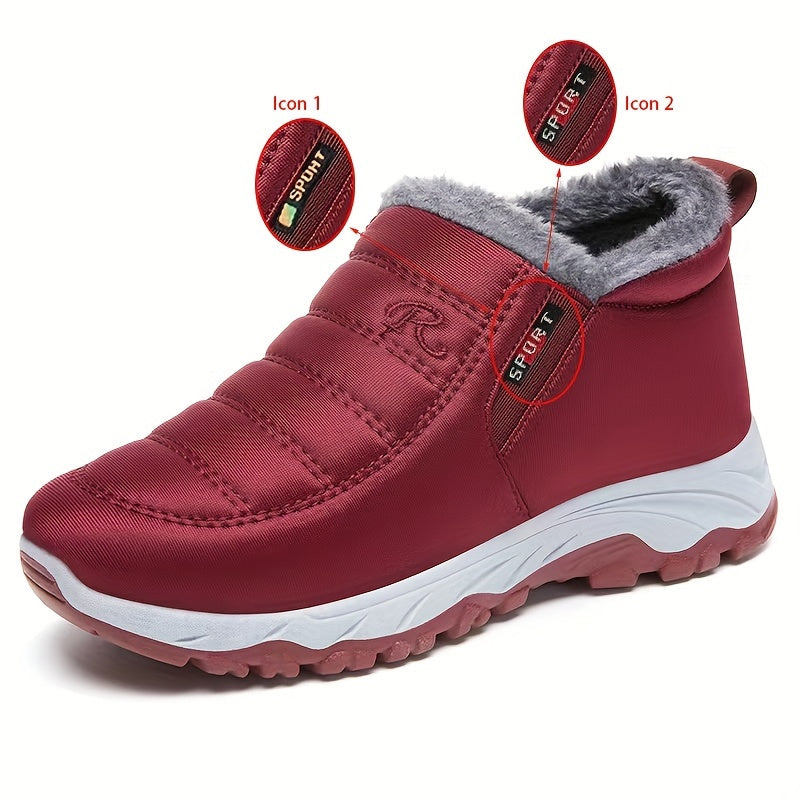 Women's Snow Boots Fleece Lined Slip-On Ankle Winter Waterproof Shoes