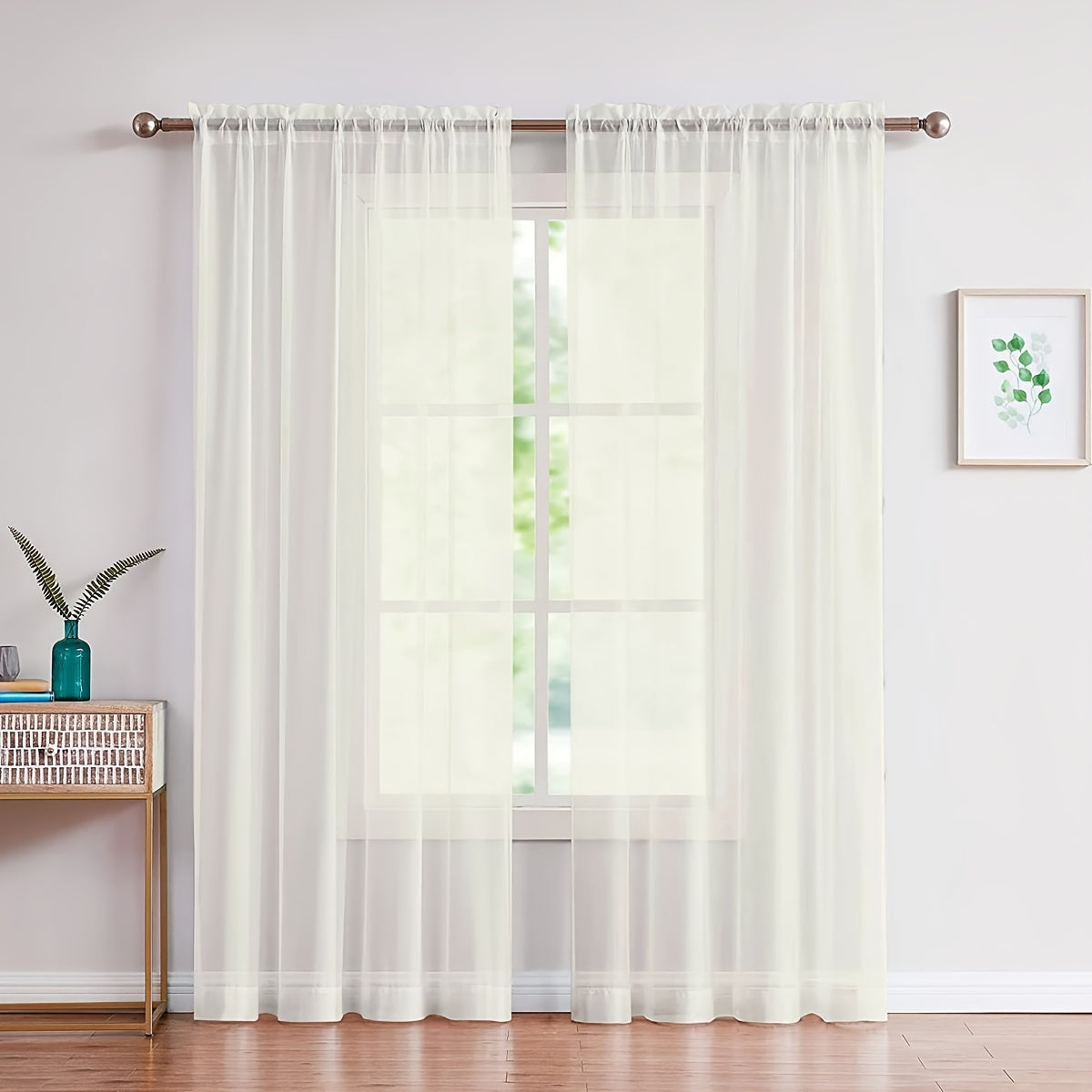 Cortinas de gasa blancas ligeras para sala de estar y dormitorio, transparentes, para barra