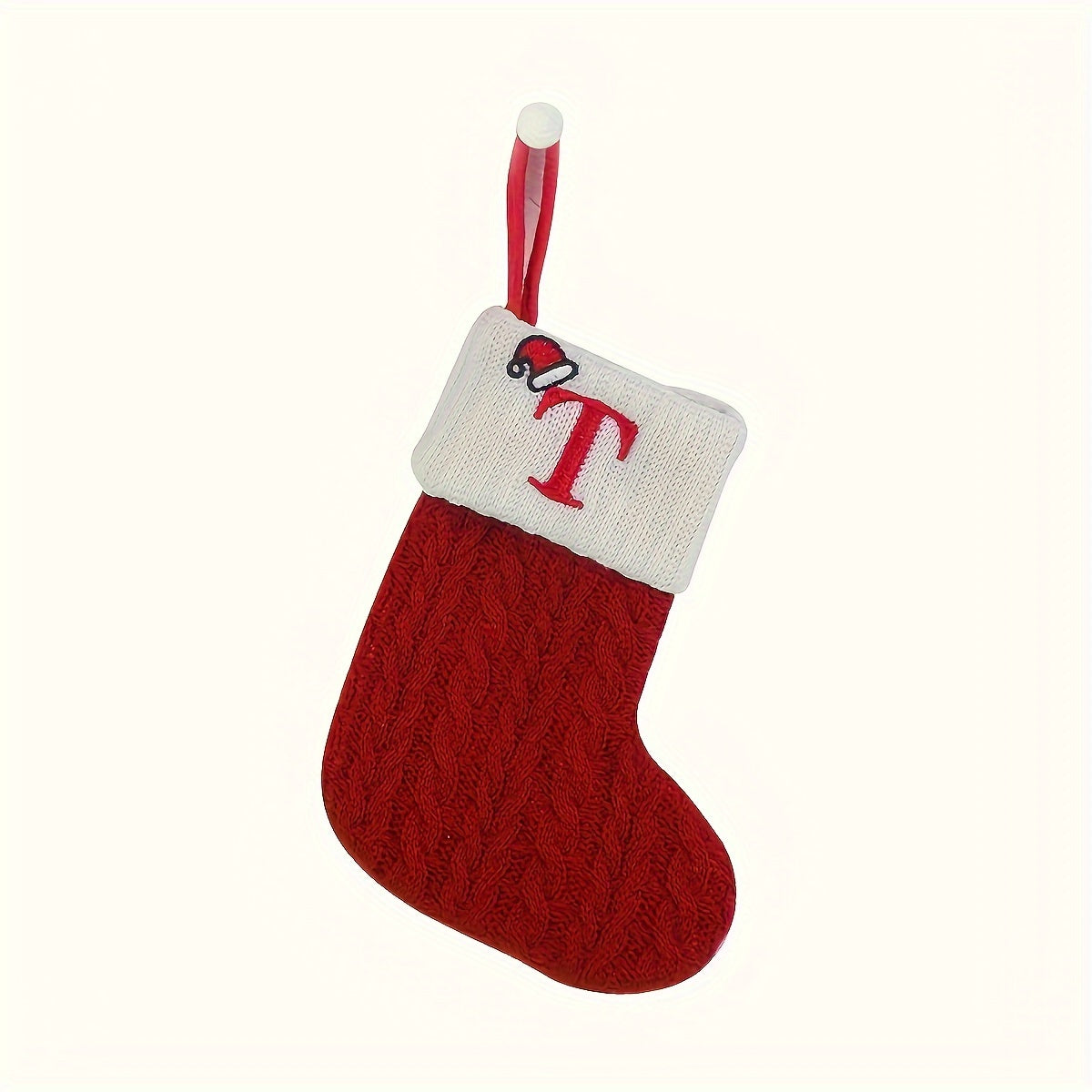 Knitted Polyester Stockings with Personalized Initials for Festive Parties