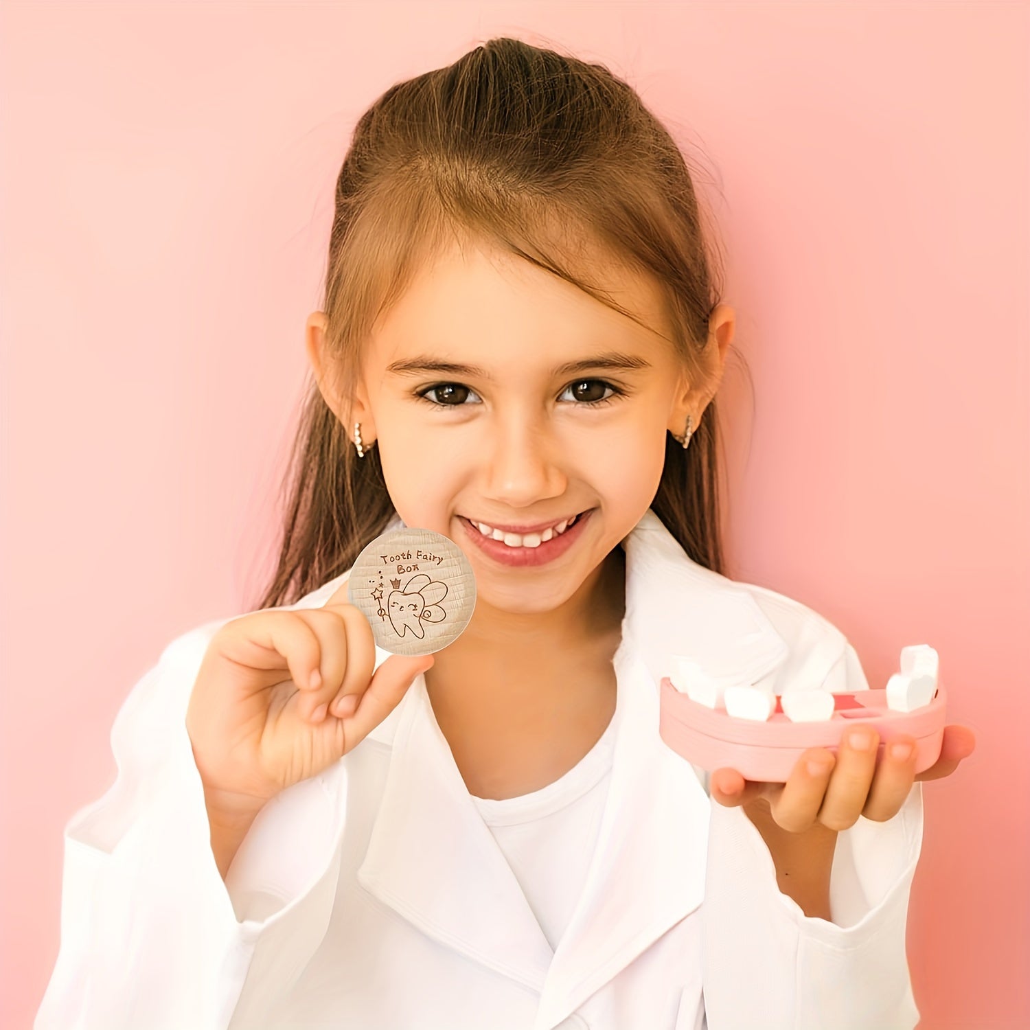 Wooden Tooth Fairy Memory Box for Milk Teeth and Fetal Hair Storage