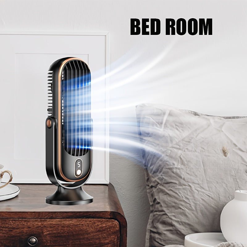 Rechargeable Personal Air Tower Fan with LED Display, 5 Speeds, 720° Oscillation