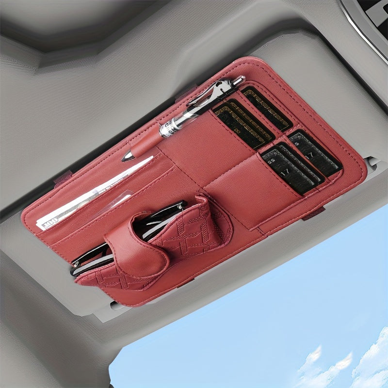 Car Sun Visor Organizer with Multiple Pockets Credit Card Slots Universal Fit