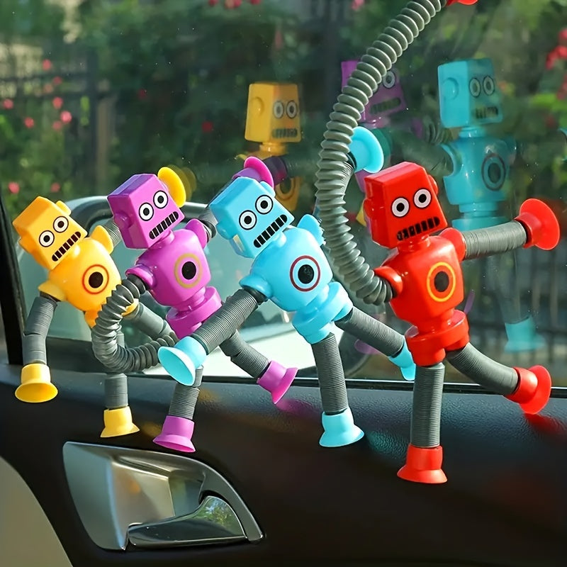 6-8 yoshdagi bolalar uchun DIY o'zgaruvchan robot o'yinchoq: 4 rangdagi teleskopik pop quvuri dizayni bilan ijodiy va ta'limiy sezgi o'yinlari.