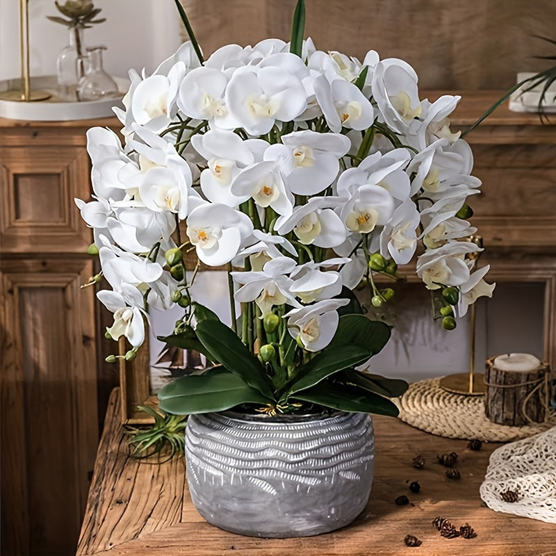 68.58 cm White Orchid Artificial Flower with Long Stem for Vase Tabletop Decor
